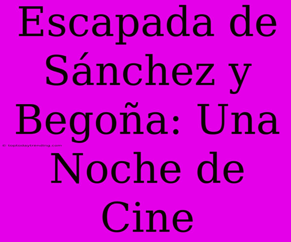 Escapada De Sánchez Y Begoña: Una Noche De Cine