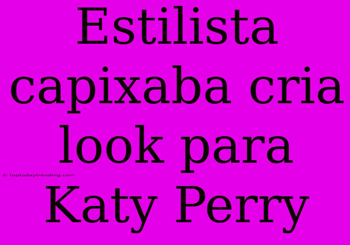 Estilista Capixaba Cria Look Para Katy Perry