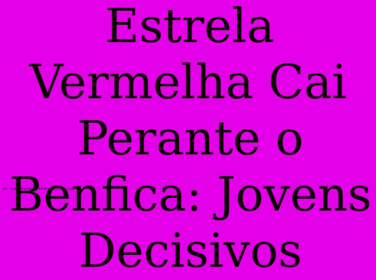 Estrela Vermelha Cai Perante O Benfica: Jovens Decisivos