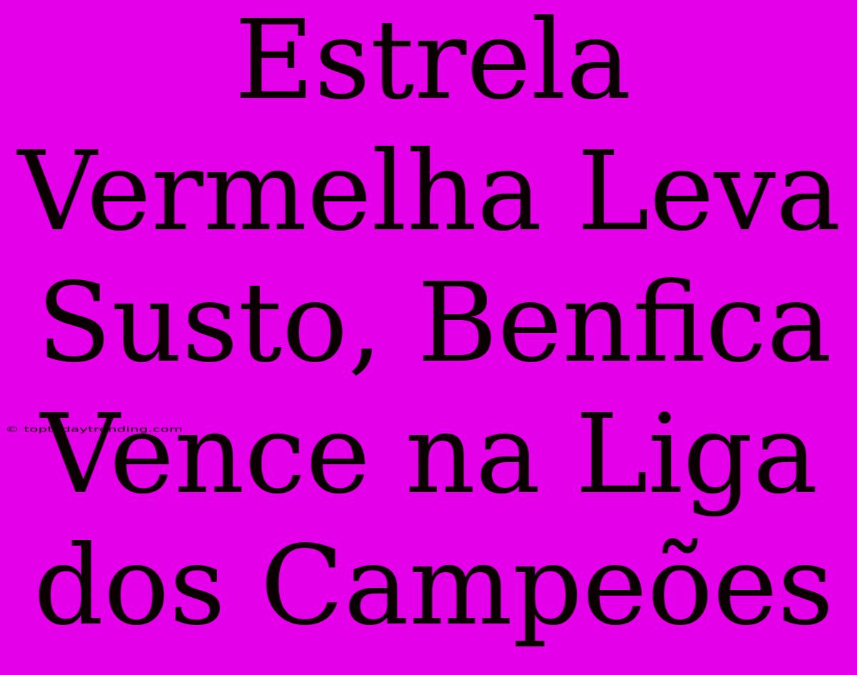 Estrela Vermelha Leva Susto, Benfica Vence Na Liga Dos Campeões