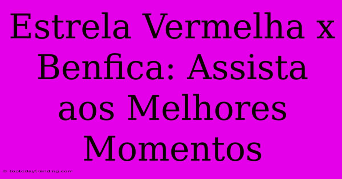 Estrela Vermelha X Benfica: Assista Aos Melhores Momentos