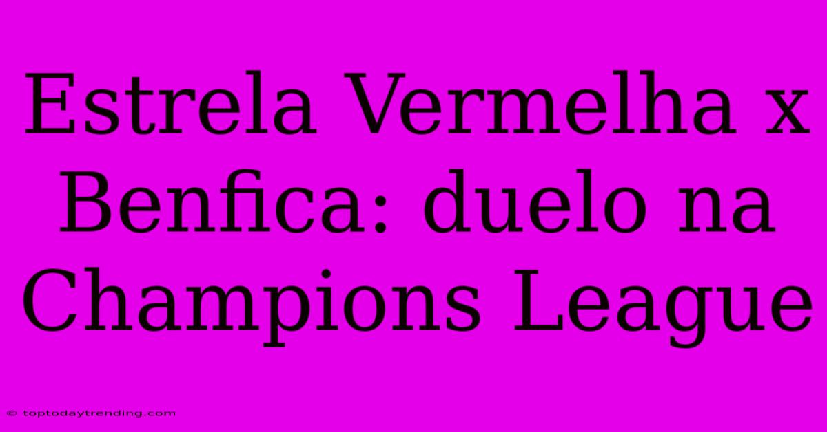 Estrela Vermelha X Benfica: Duelo Na Champions League