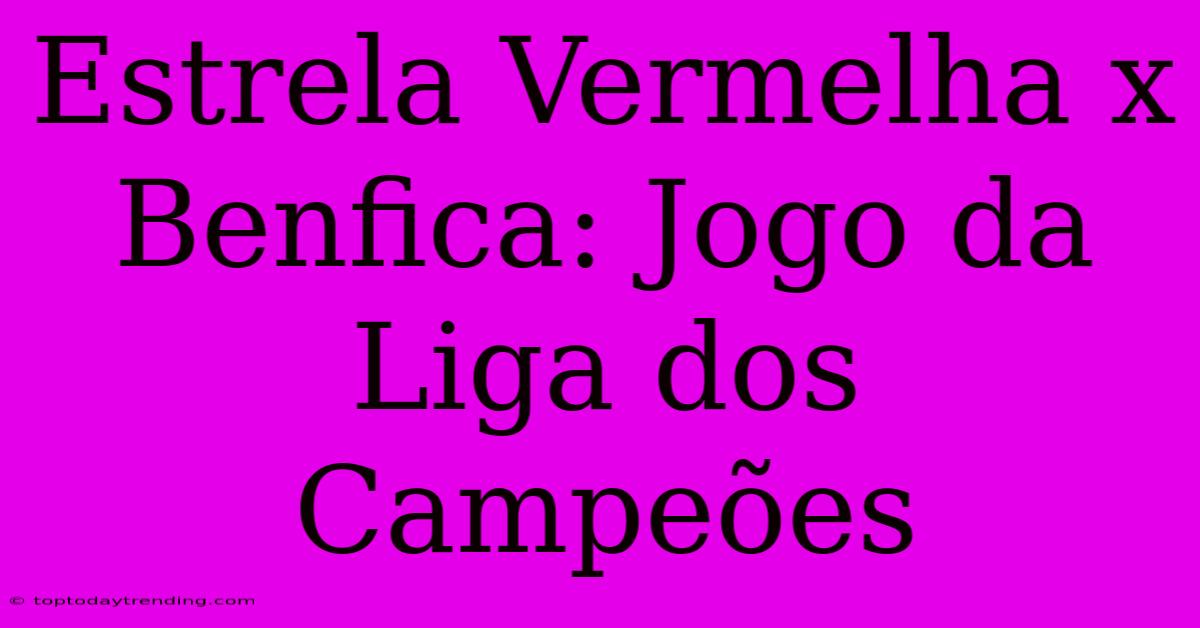 Estrela Vermelha X Benfica: Jogo Da Liga Dos Campeões