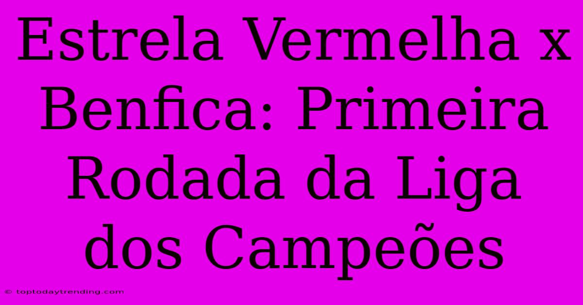 Estrela Vermelha X Benfica: Primeira Rodada Da Liga Dos Campeões