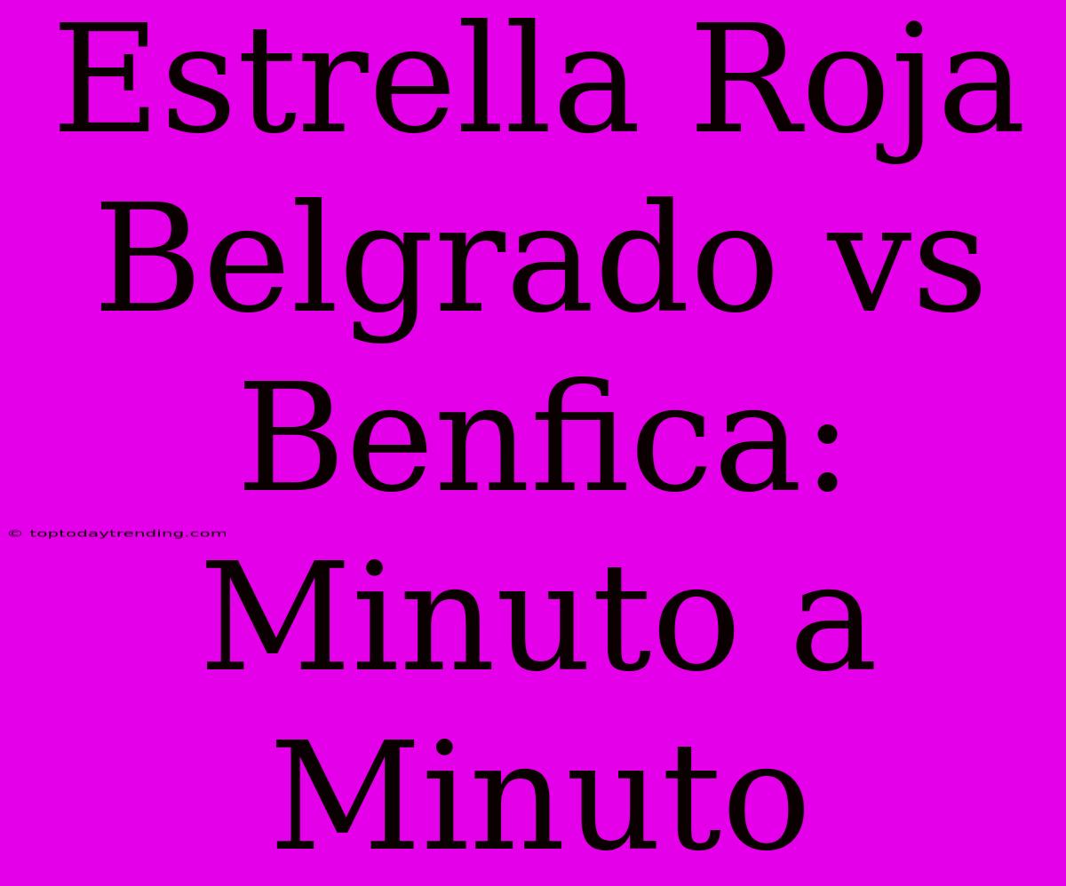 Estrella Roja Belgrado Vs Benfica: Minuto A Minuto