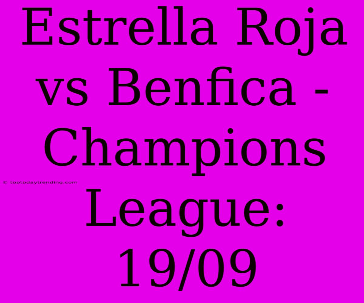 Estrella Roja Vs Benfica - Champions League: 19/09