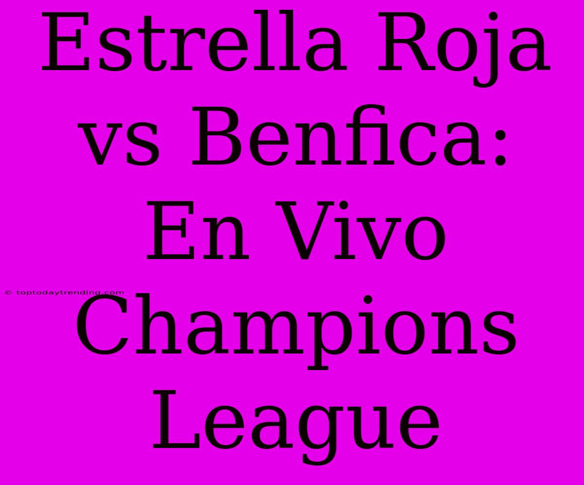 Estrella Roja Vs Benfica: En Vivo Champions League