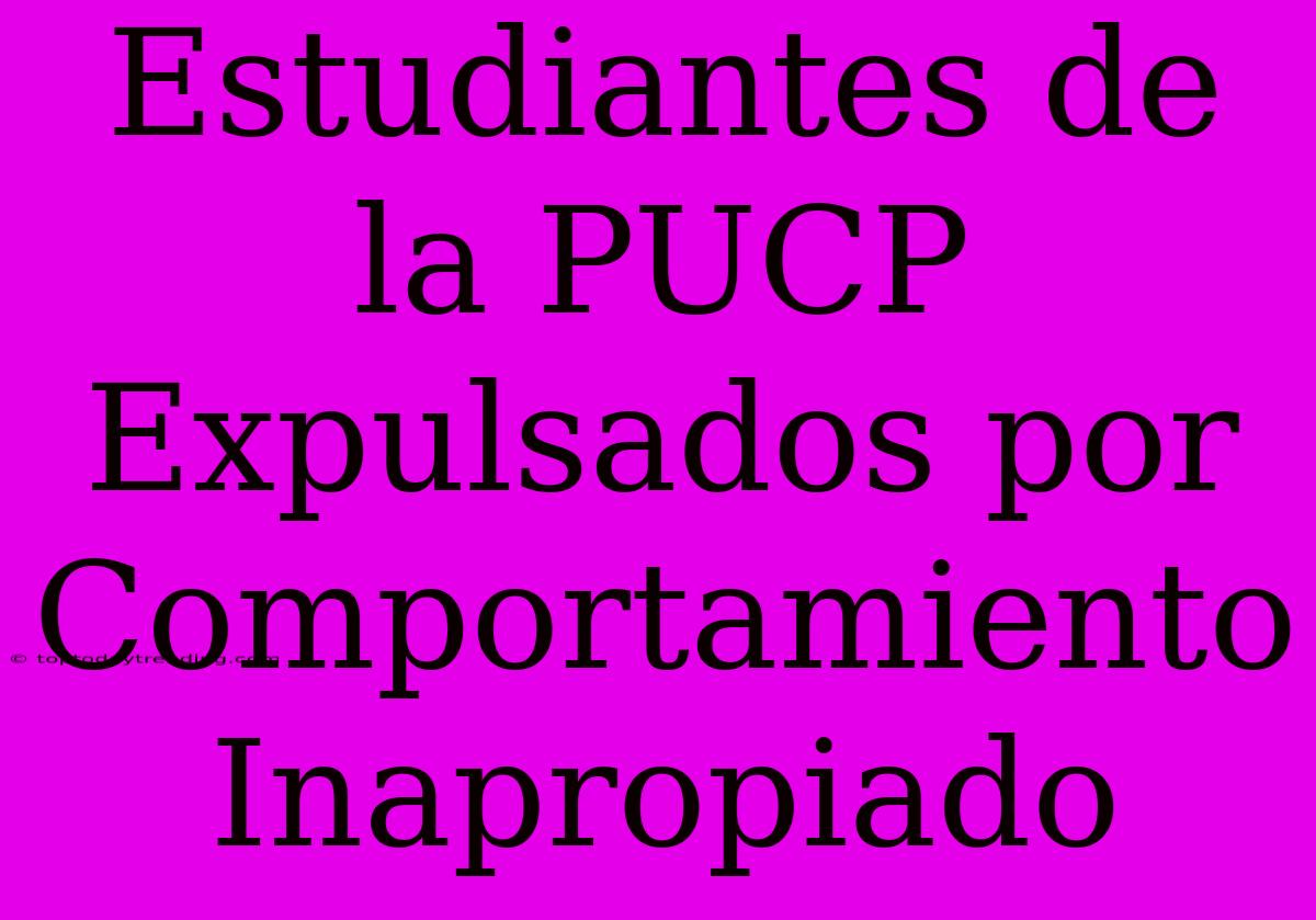 Estudiantes De La PUCP Expulsados Por Comportamiento Inapropiado