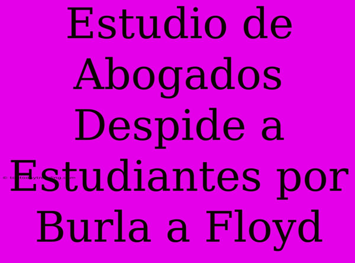 Estudio De Abogados Despide A Estudiantes Por Burla A Floyd