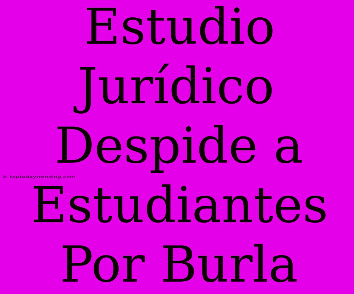 Estudio Jurídico Despide A Estudiantes Por Burla