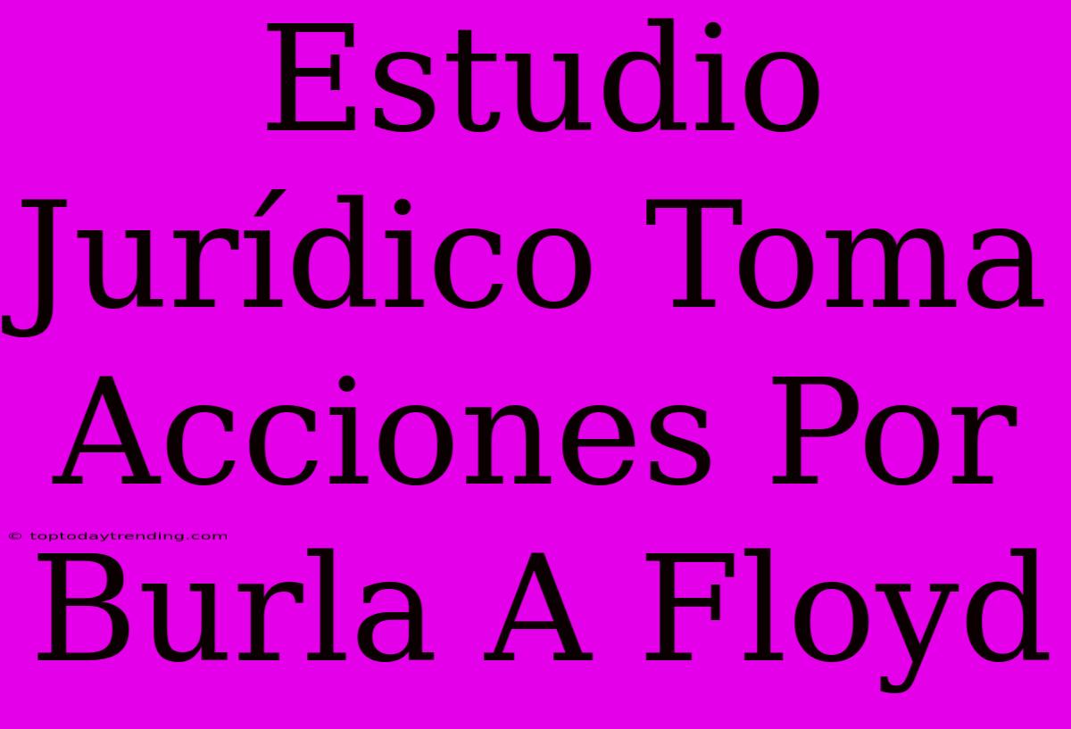 Estudio Jurídico Toma Acciones Por Burla A Floyd