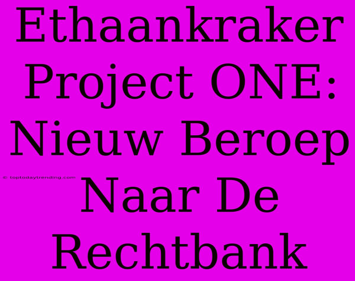 Ethaankraker Project ONE: Nieuw Beroep Naar De Rechtbank