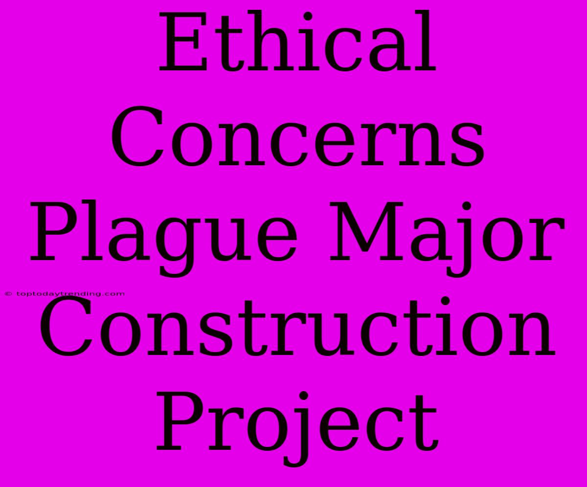 Ethical Concerns Plague Major Construction Project