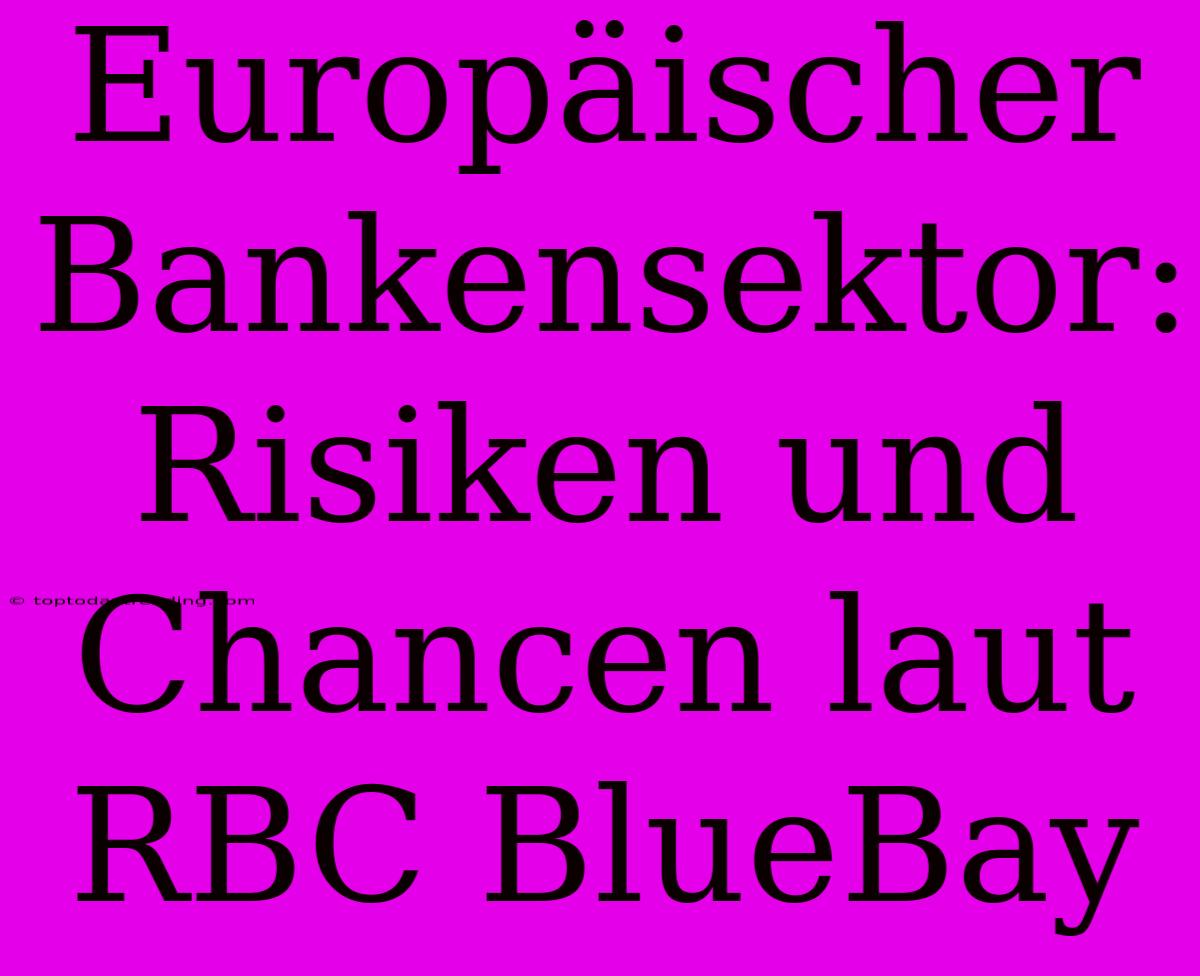 Europäischer Bankensektor: Risiken Und Chancen Laut RBC BlueBay