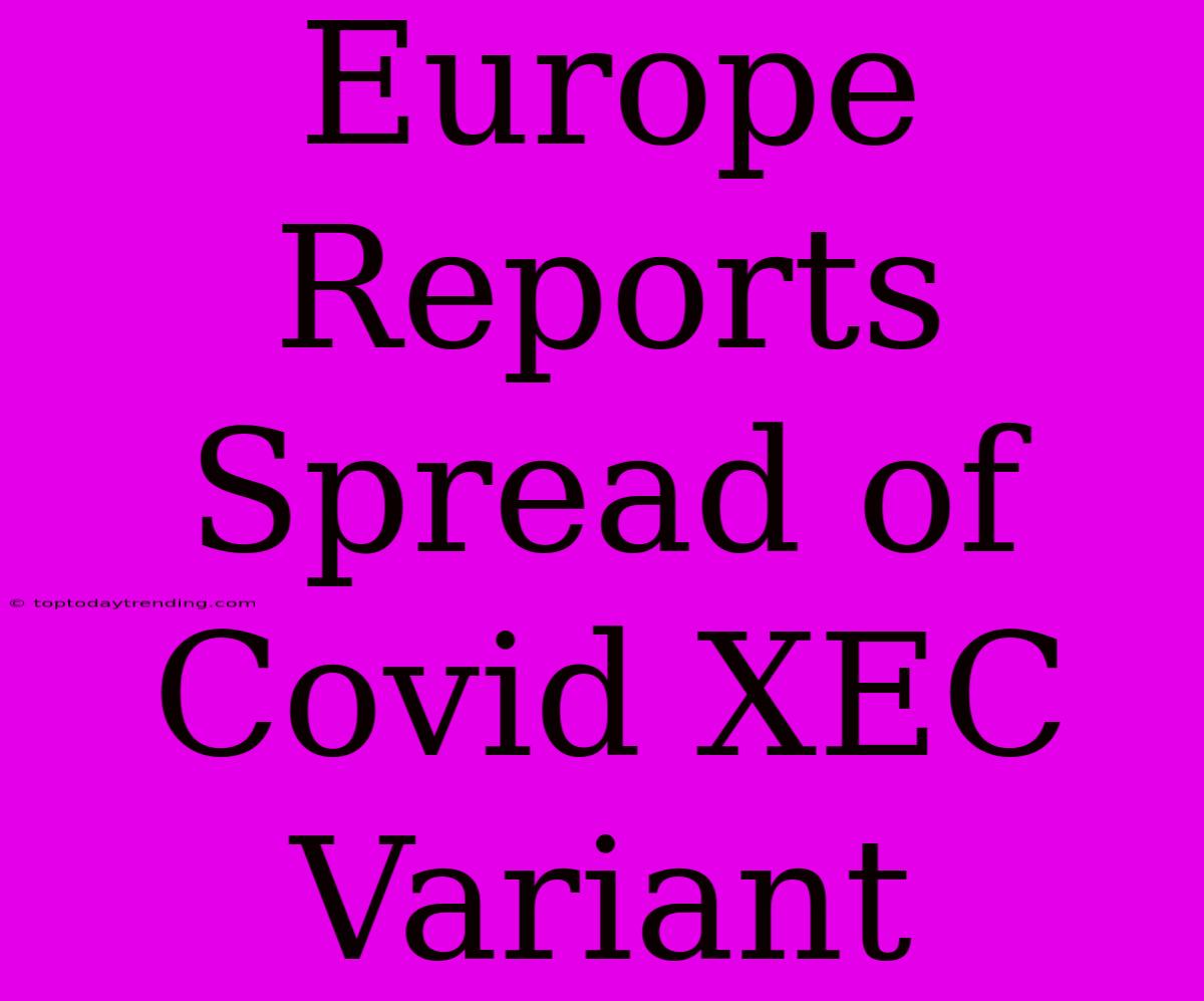 Europe Reports Spread Of Covid XEC Variant