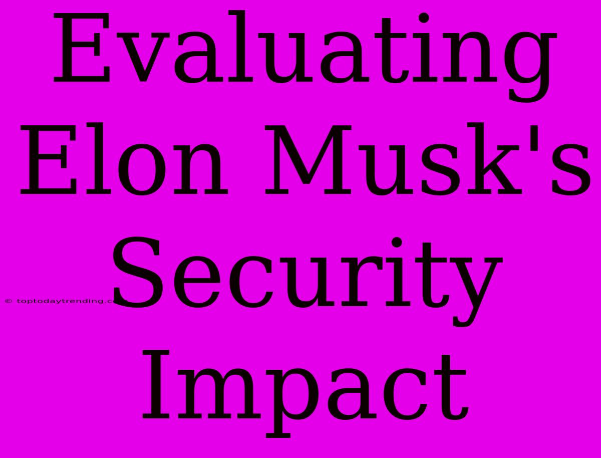 Evaluating Elon Musk's Security Impact