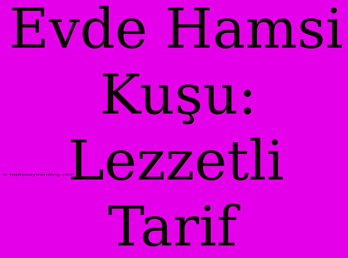 Evde Hamsi Kuşu: Lezzetli Tarif