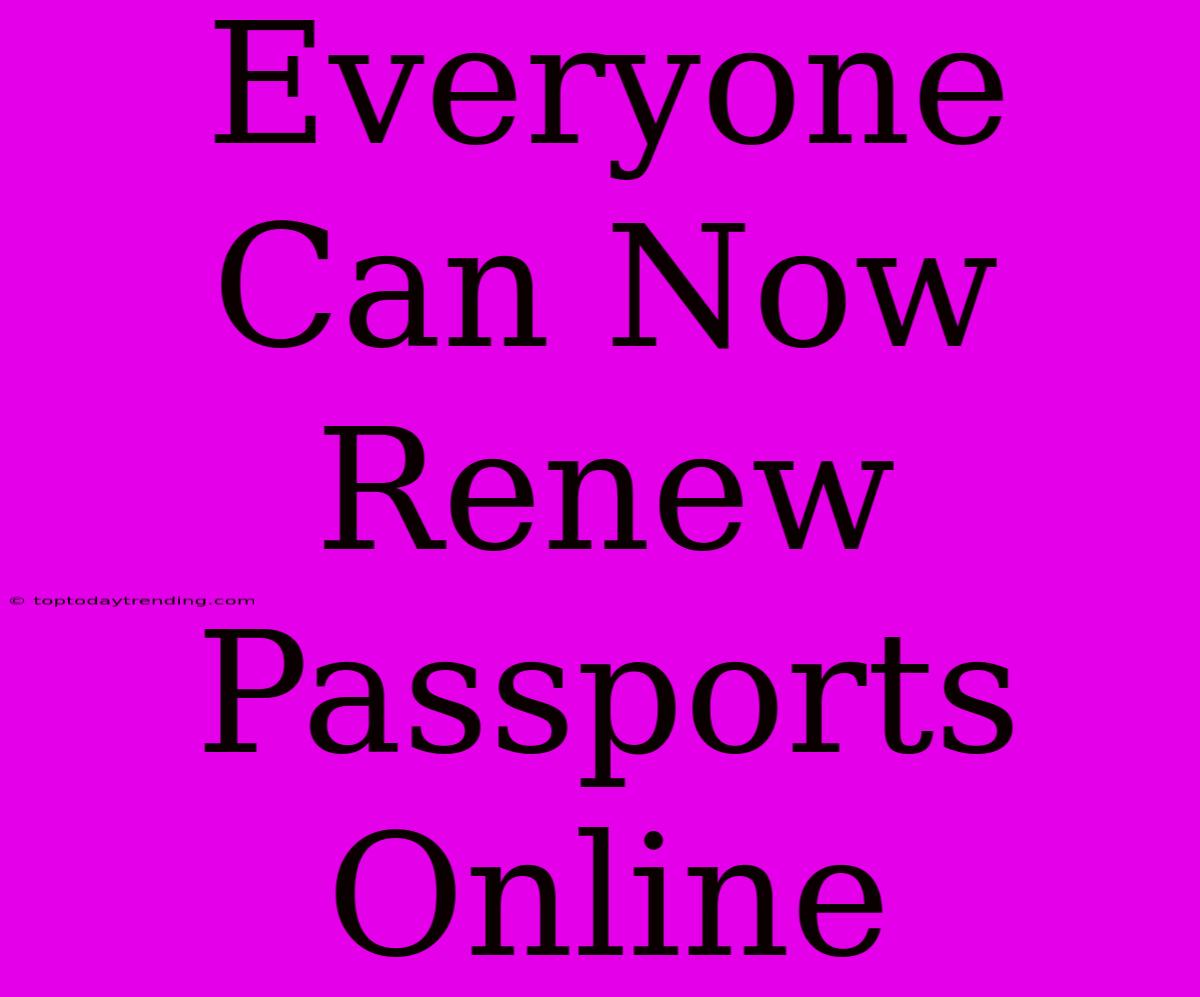 Everyone Can Now Renew Passports Online