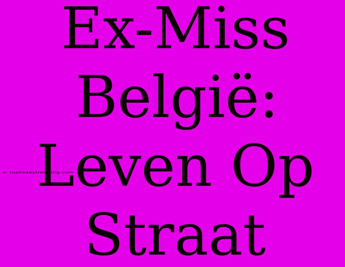 Ex-Miss België: Leven Op Straat