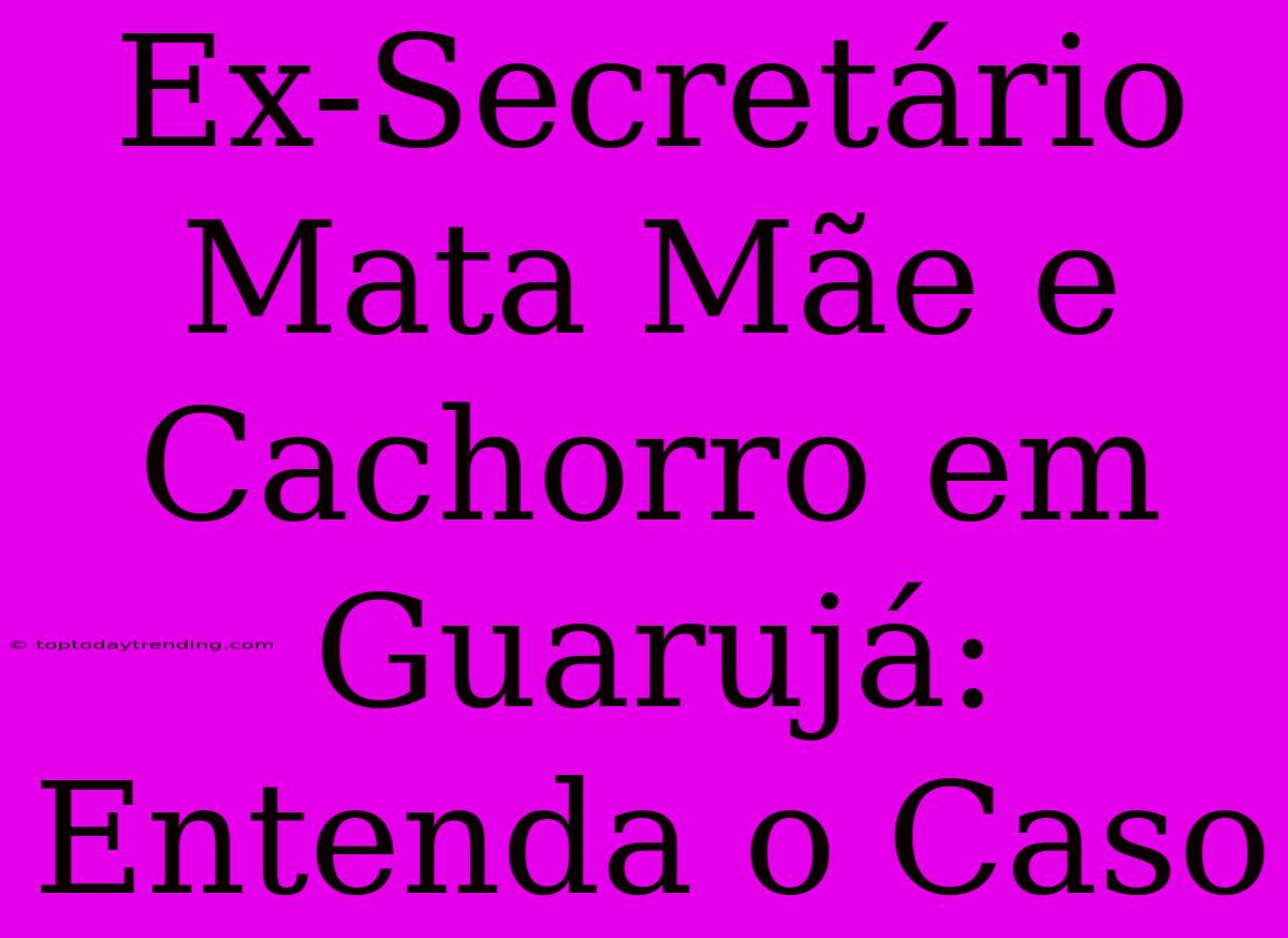 Ex-Secretário Mata Mãe E Cachorro Em Guarujá: Entenda O Caso