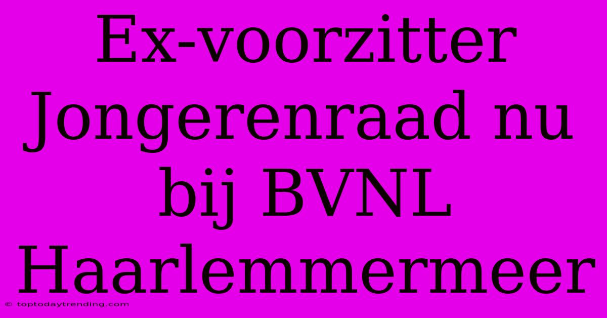 Ex-voorzitter Jongerenraad Nu Bij BVNL Haarlemmermeer