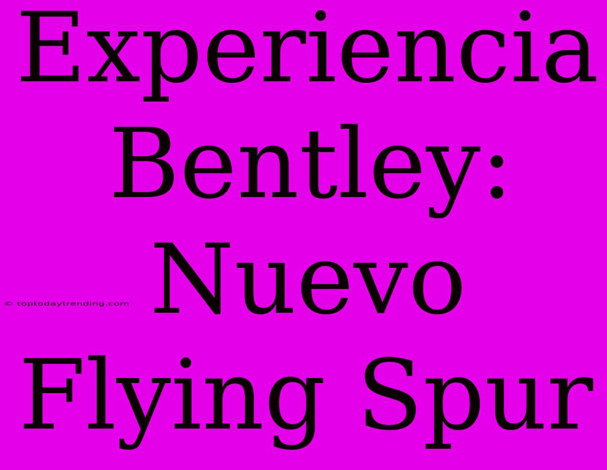 Experiencia Bentley: Nuevo Flying Spur