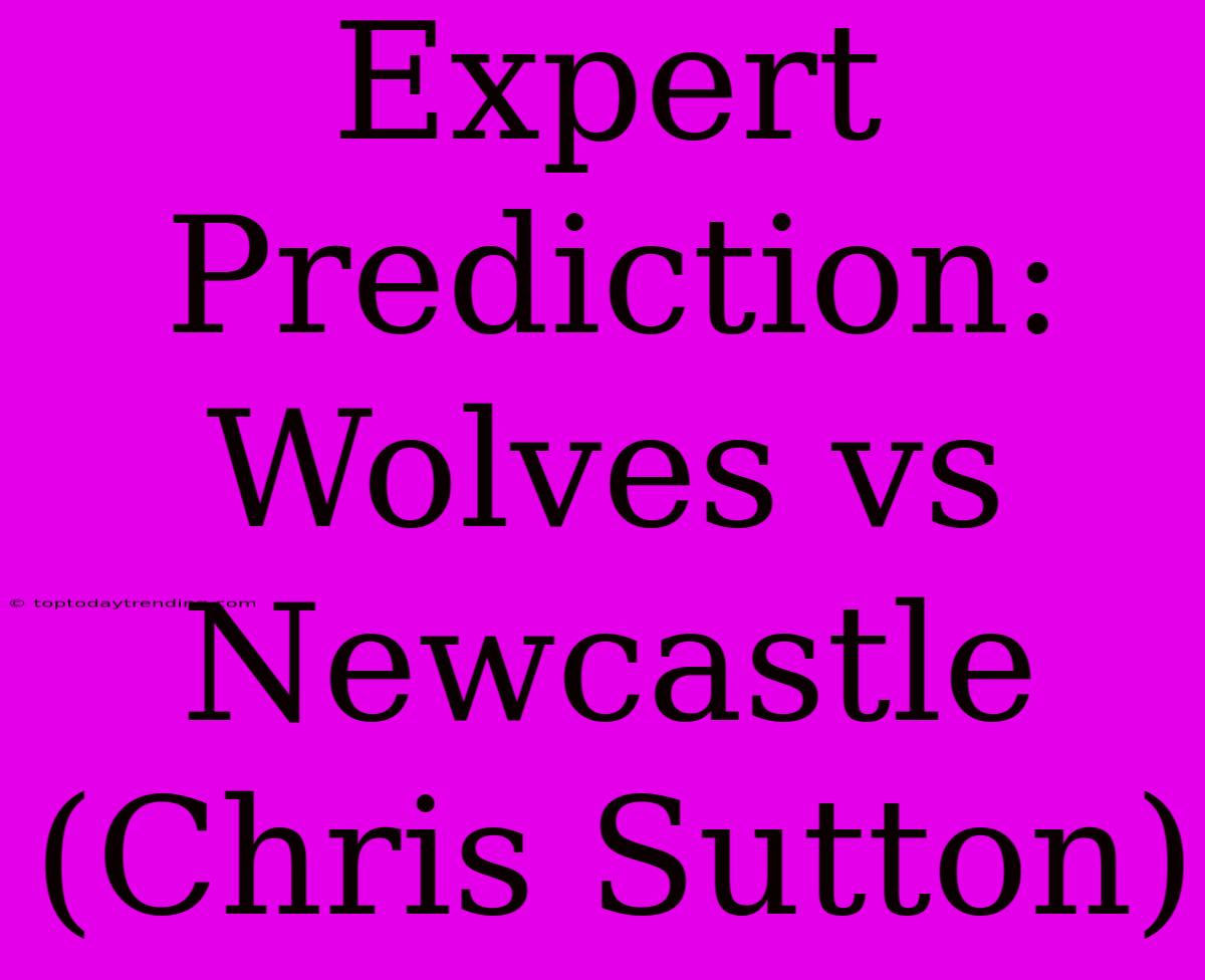 Expert Prediction: Wolves Vs Newcastle (Chris Sutton)