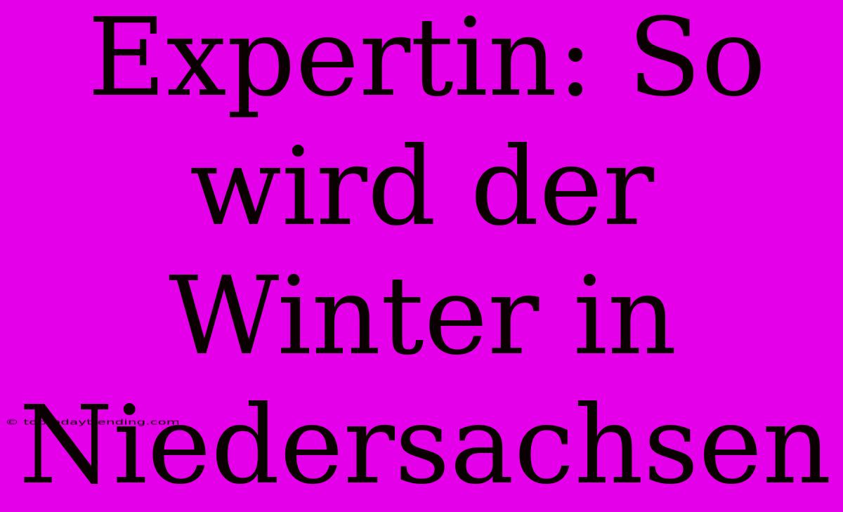 Expertin: So Wird Der Winter In Niedersachsen