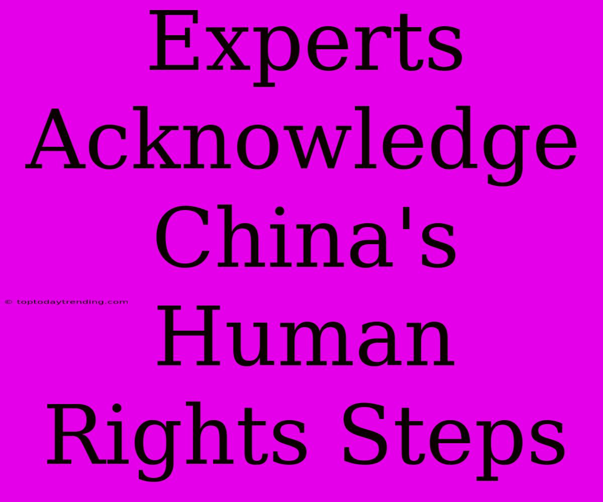 Experts Acknowledge China's Human Rights Steps