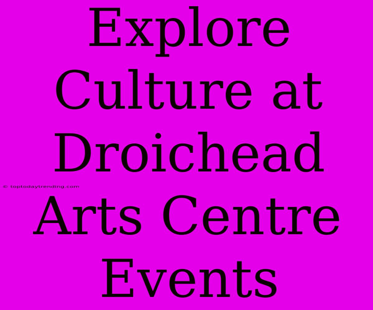 Explore Culture At Droichead Arts Centre Events