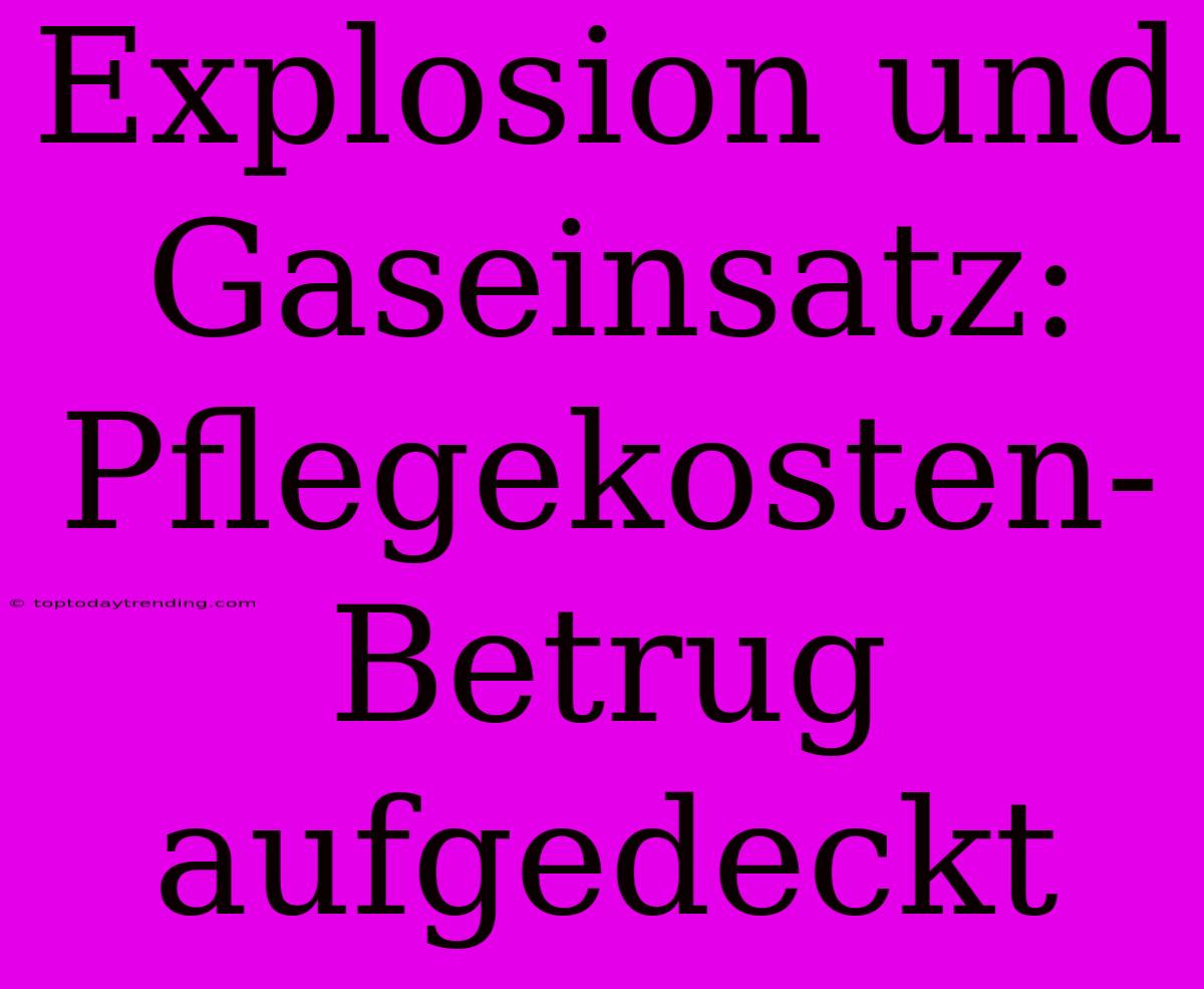 Explosion Und Gaseinsatz: Pflegekosten-Betrug Aufgedeckt