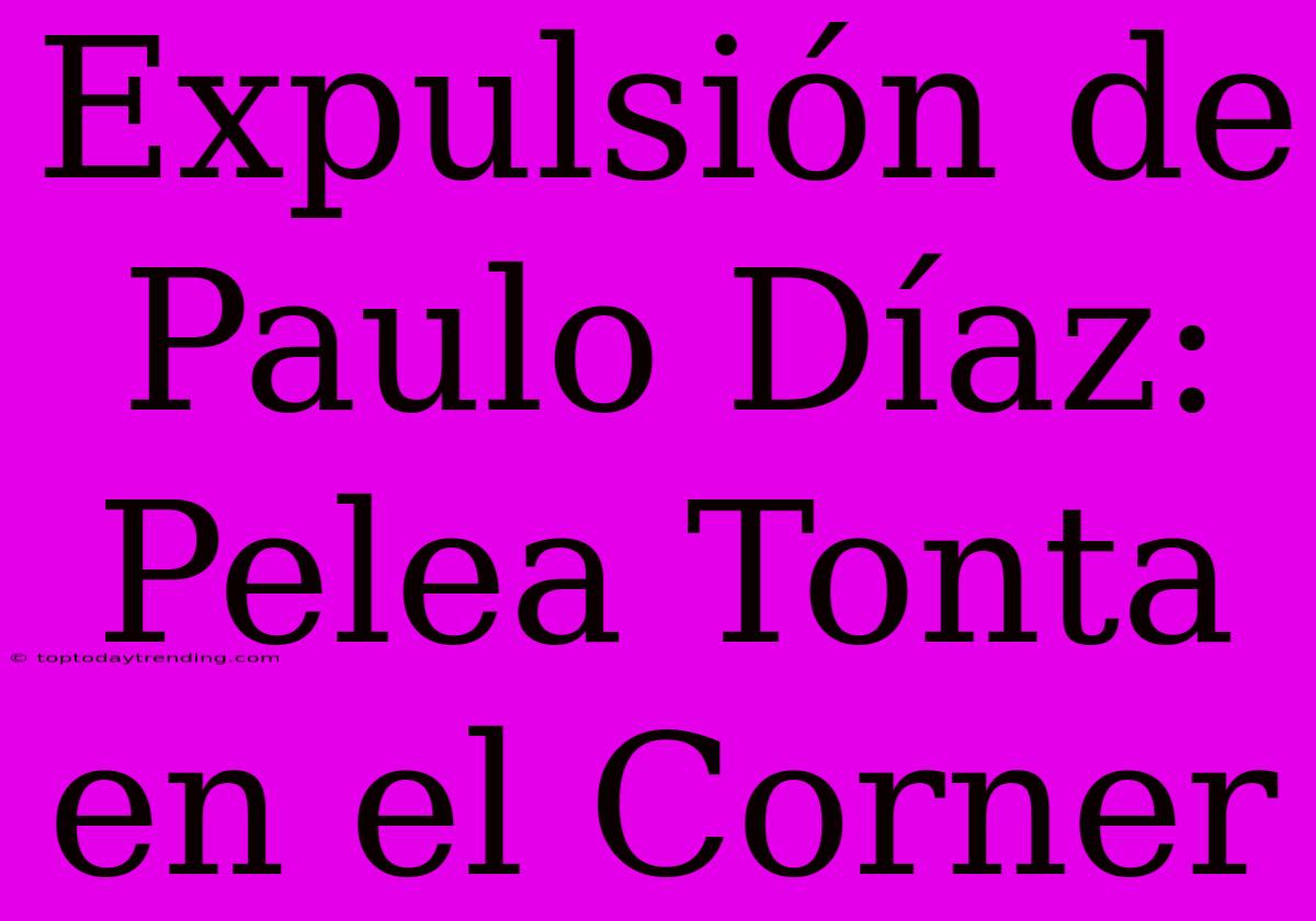 Expulsión De Paulo Díaz: Pelea Tonta En El Corner