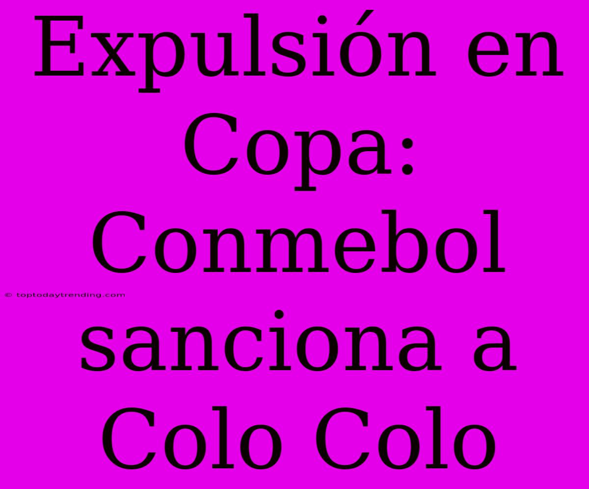 Expulsión En Copa: Conmebol Sanciona A Colo Colo