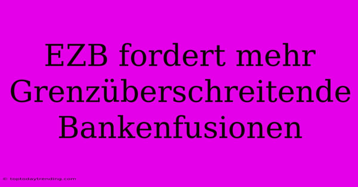 EZB Fordert Mehr Grenzüberschreitende Bankenfusionen