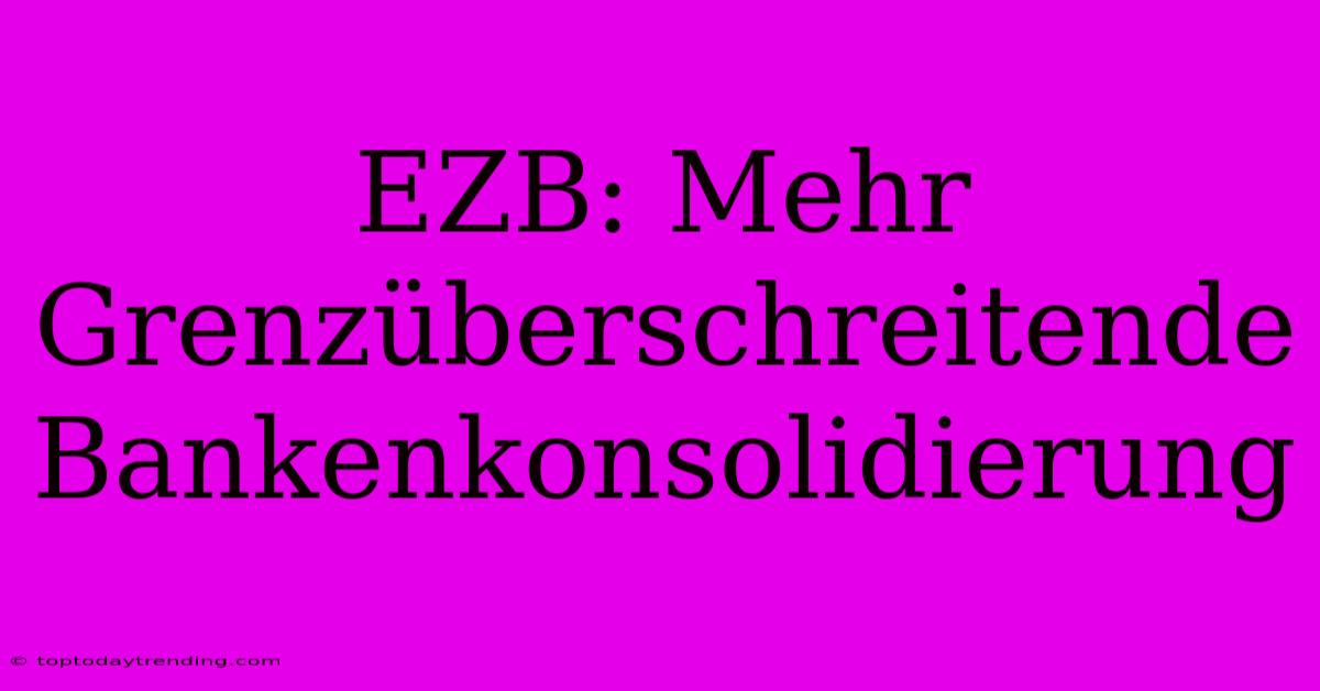 EZB: Mehr Grenzüberschreitende Bankenkonsolidierung