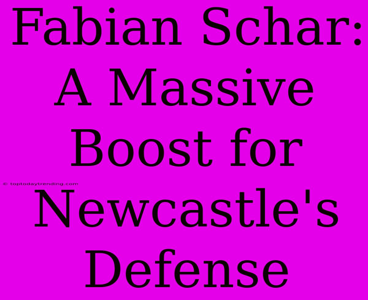 Fabian Schar: A Massive Boost For Newcastle's Defense