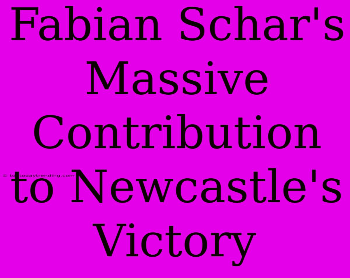 Fabian Schar's Massive Contribution To Newcastle's Victory