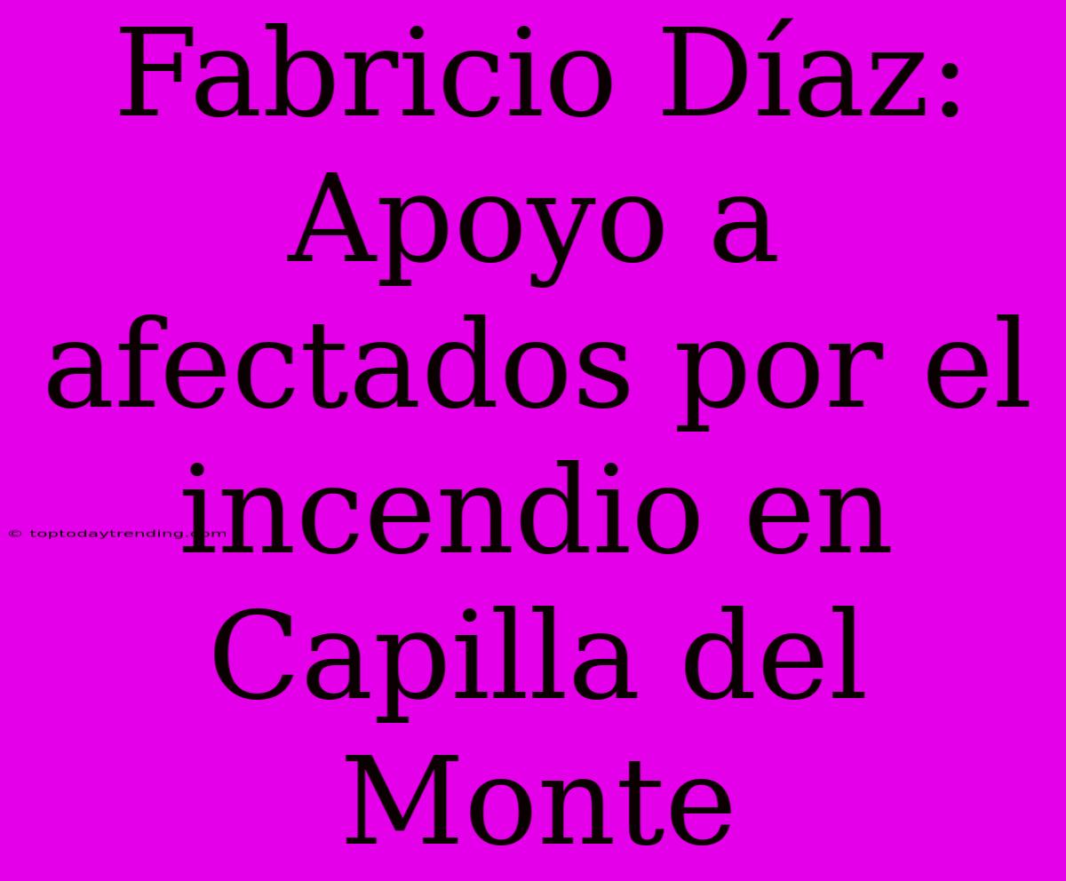 Fabricio Díaz: Apoyo A Afectados Por El Incendio En Capilla Del Monte