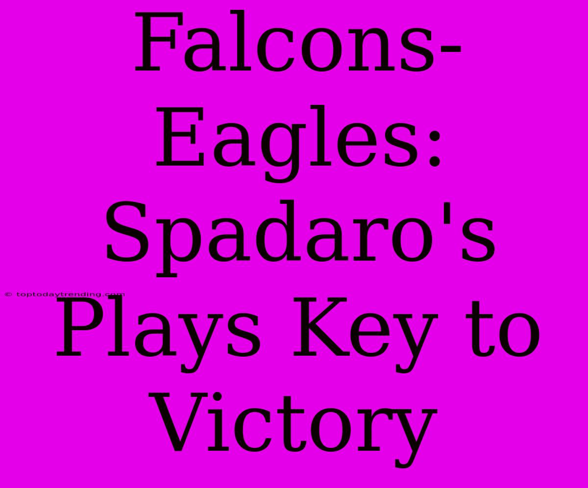 Falcons-Eagles: Spadaro's Plays Key To Victory