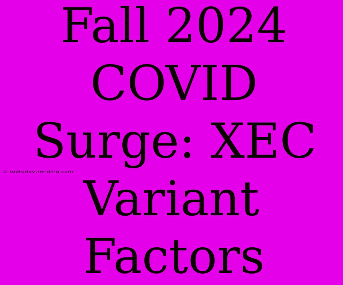 Fall 2024 COVID Surge: XEC Variant Factors