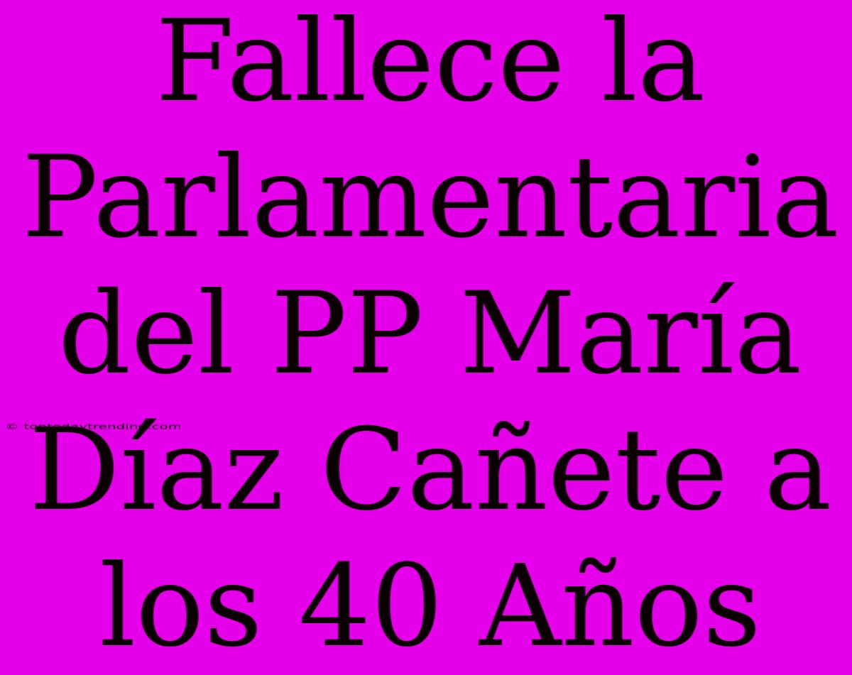 Fallece La Parlamentaria Del PP María Díaz Cañete A Los 40 Años