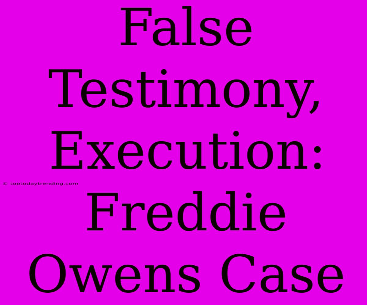 False Testimony, Execution: Freddie Owens Case