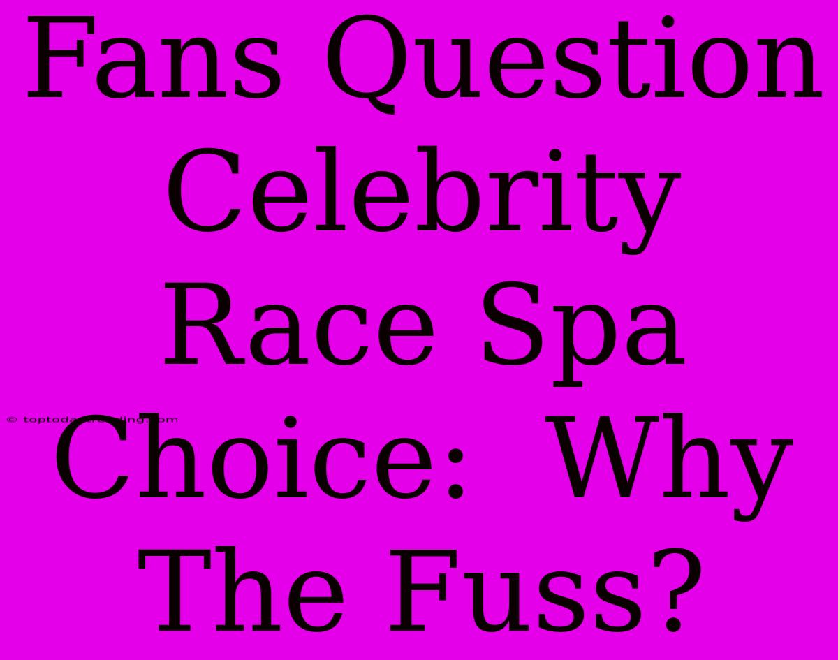 Fans Question Celebrity Race Spa Choice:  Why The Fuss?