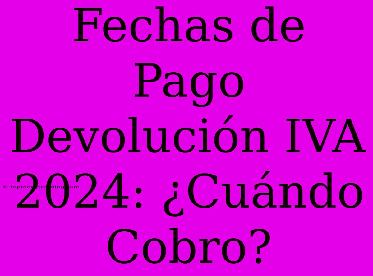 Fechas De Pago Devolución IVA 2024: ¿Cuándo Cobro?