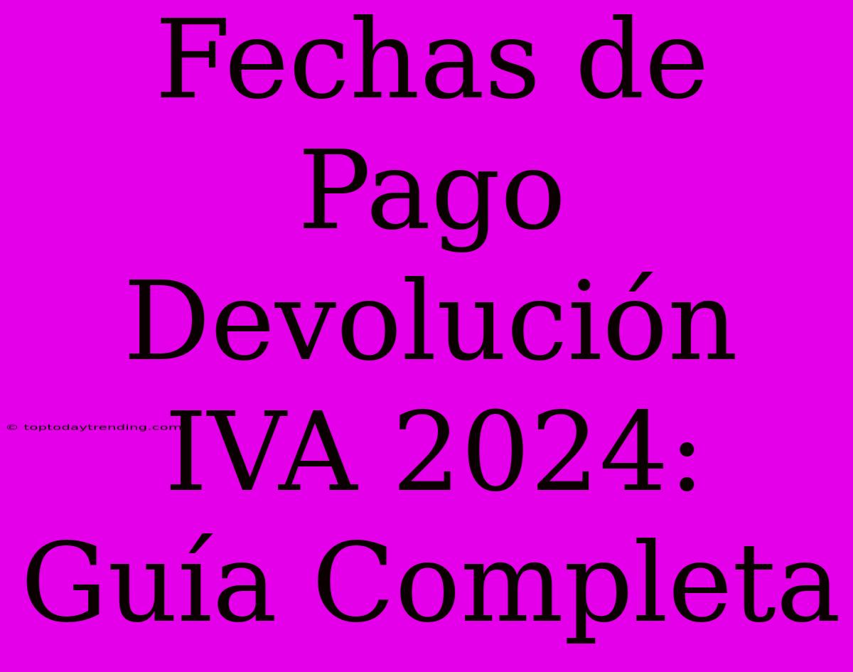 Fechas De Pago Devolución IVA 2024: Guía Completa