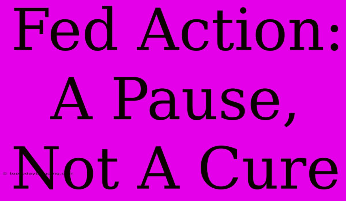 Fed Action:  A Pause, Not A Cure