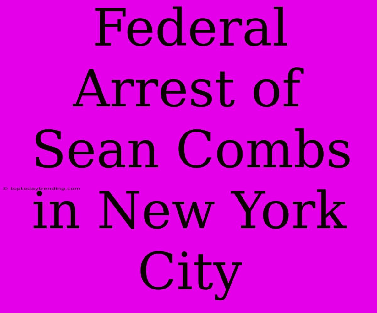 Federal Arrest Of Sean Combs In New York City