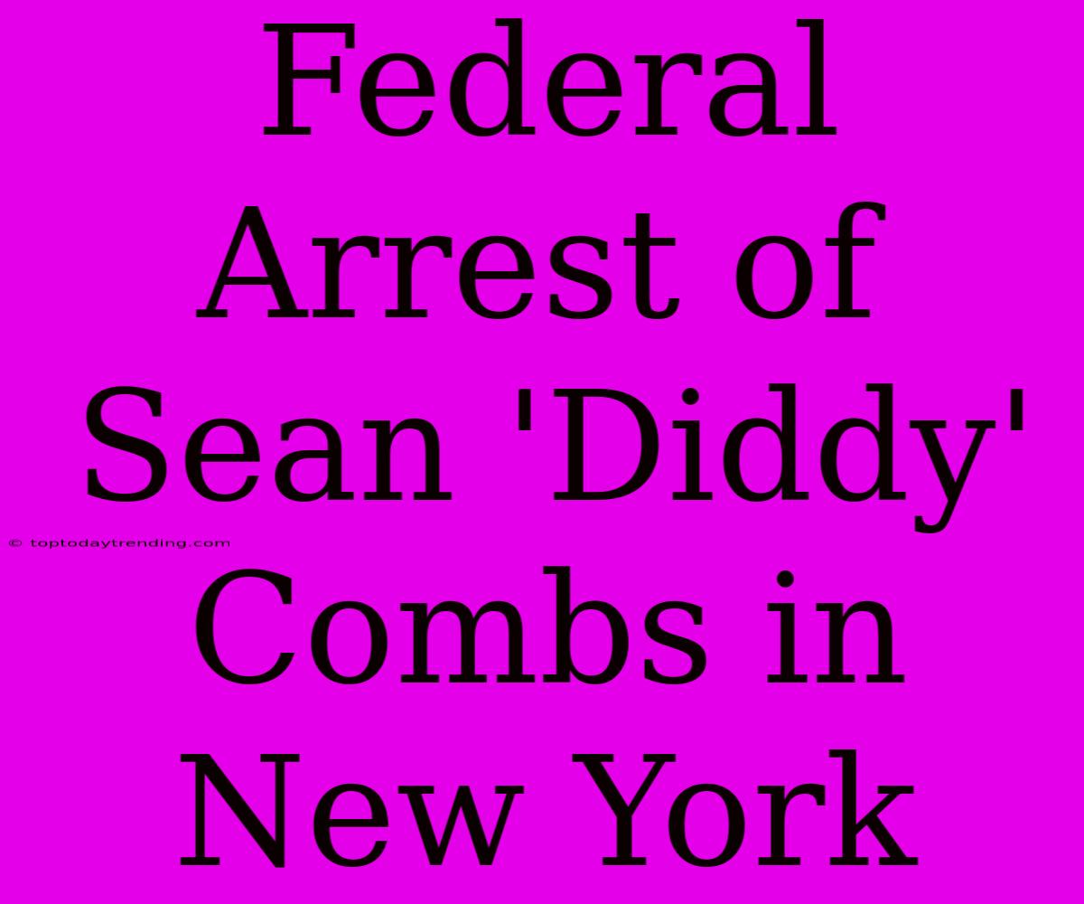 Federal Arrest Of Sean 'Diddy' Combs In New York