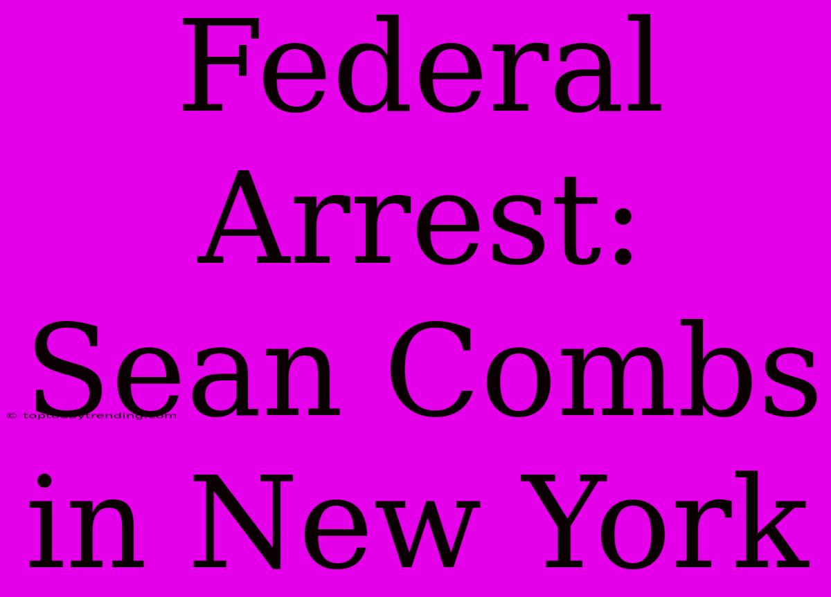 Federal Arrest: Sean Combs In New York