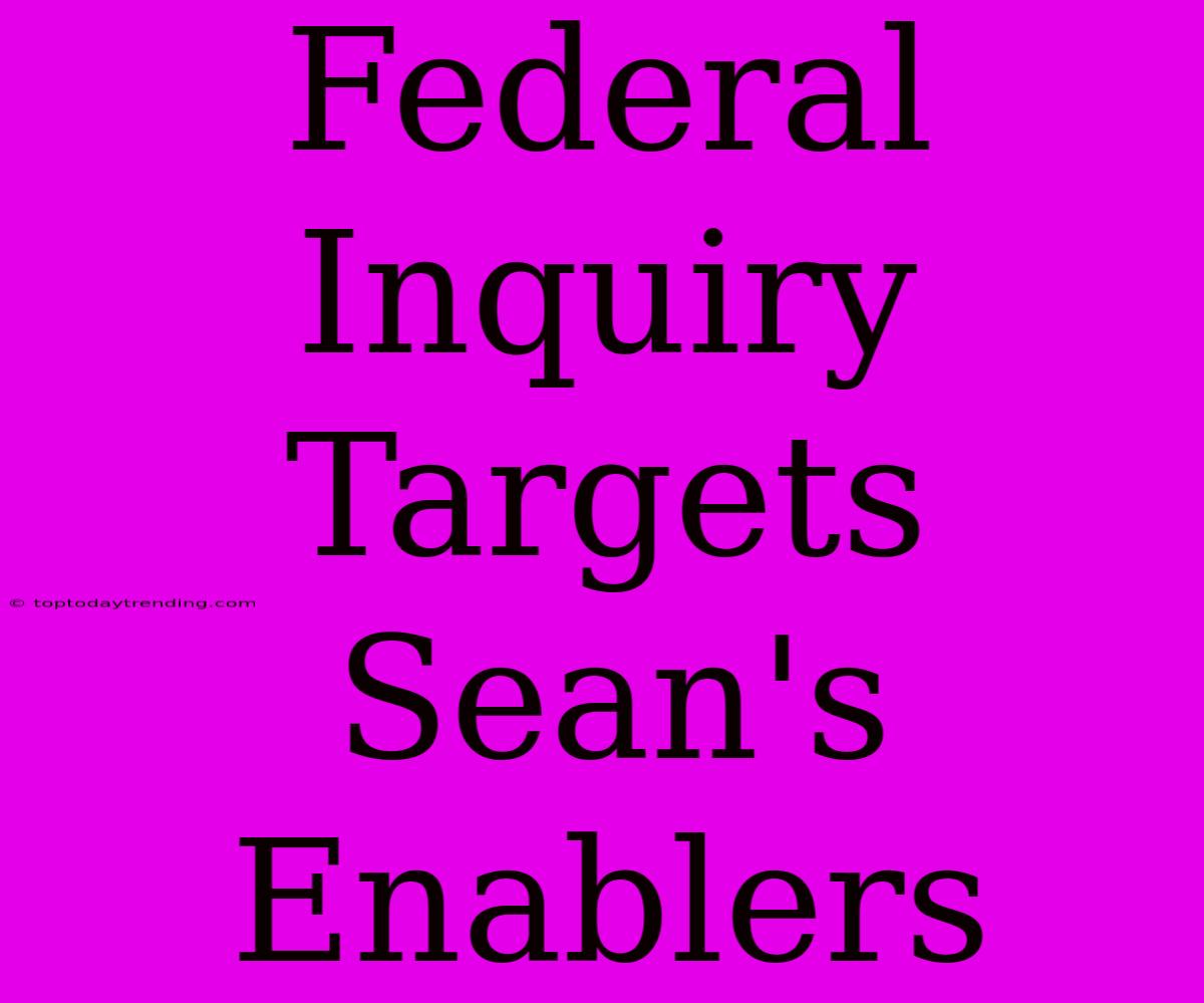 Federal Inquiry Targets Sean's Enablers